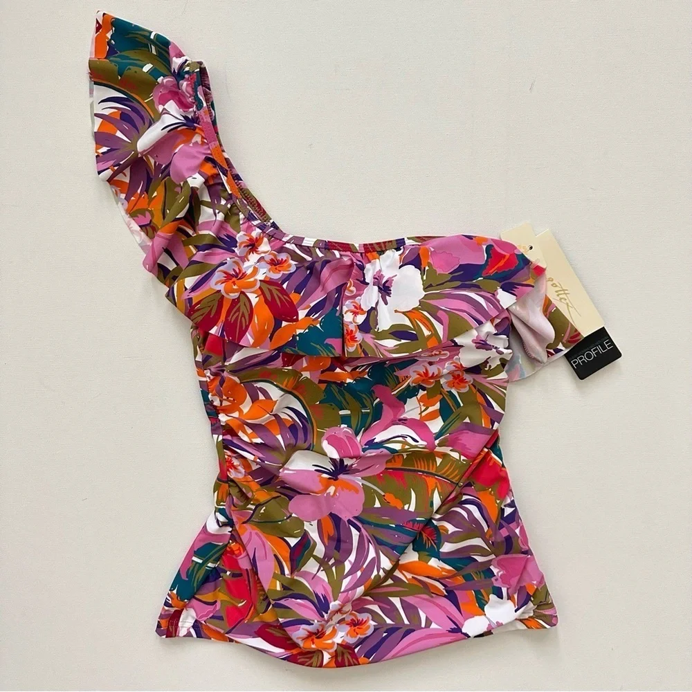 Profile by Gottex Women's One Shoulder Tropikaia Tankini Size 8